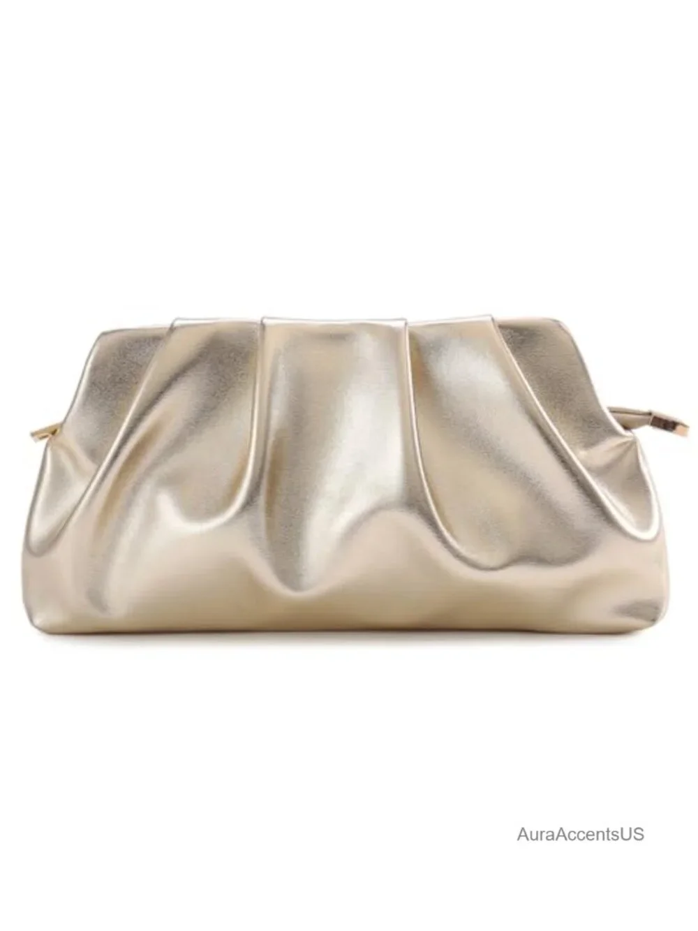 Ruched Clutch Evening Bag with Detachable Chain Crossbody Strap